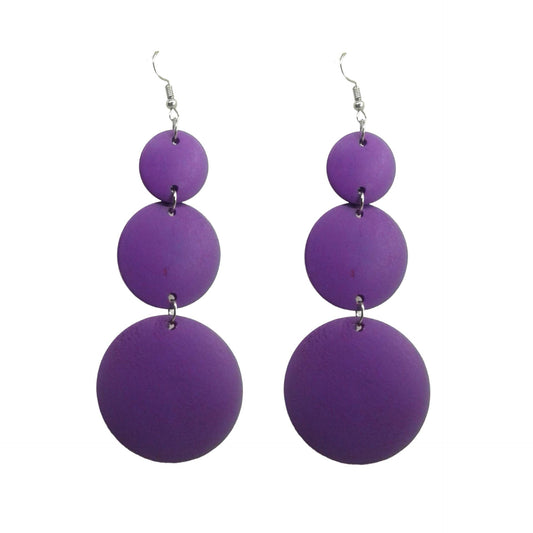 Long Purple Circle Link Dangle Earrings