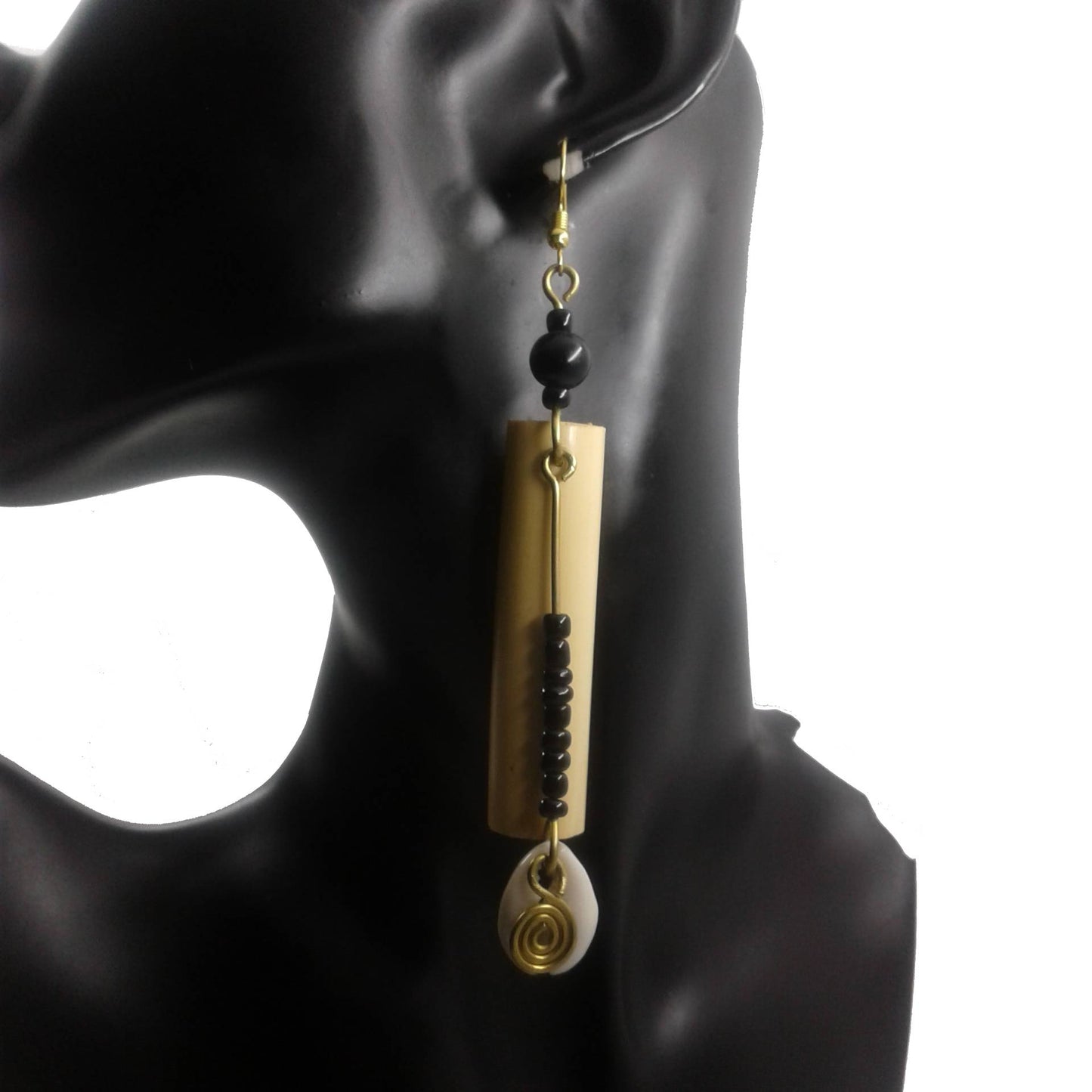Long Cowrie Shell Dangle Earrings
