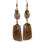 Long Earrings handmade with camel bone, cowrie shells and gold plated brass.