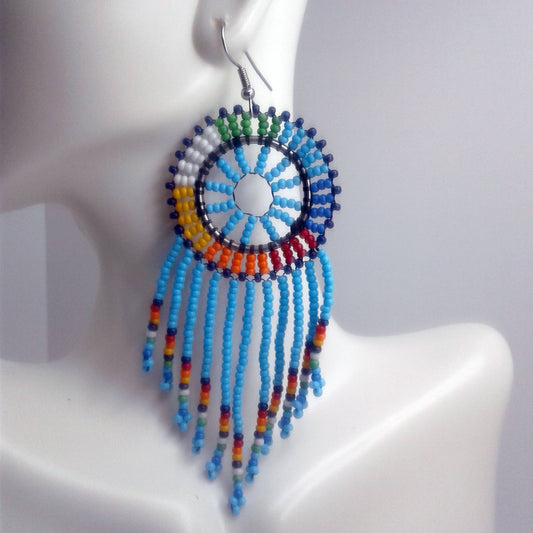 Long Beaded Tassel Earrings