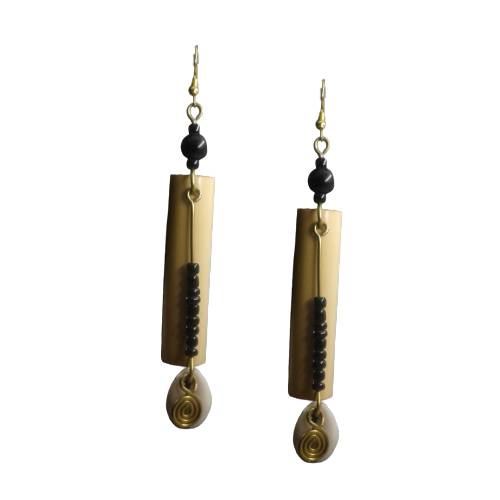 Long Cowrie Shell Dangle Earrings