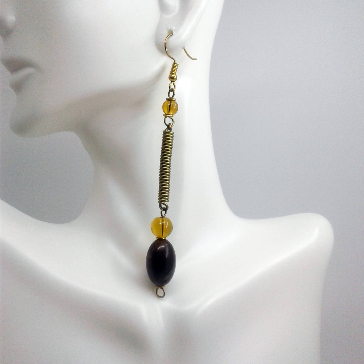 Brown Beaded Earrings