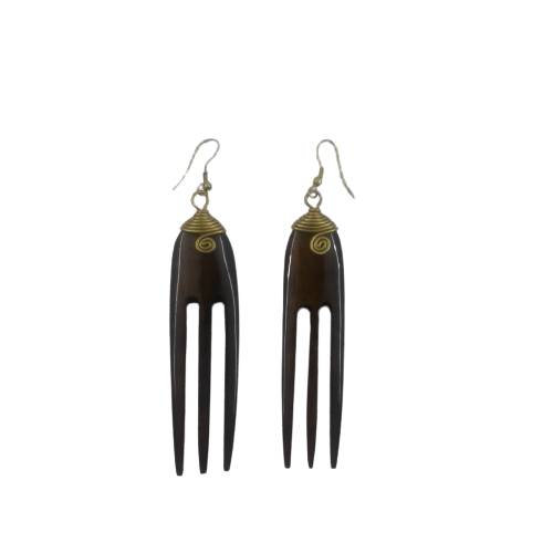 Long Black Afro Pick Earrings