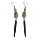Long Shell Earrings. Handmade with camel bone, cowrie shell and gold plated brass.