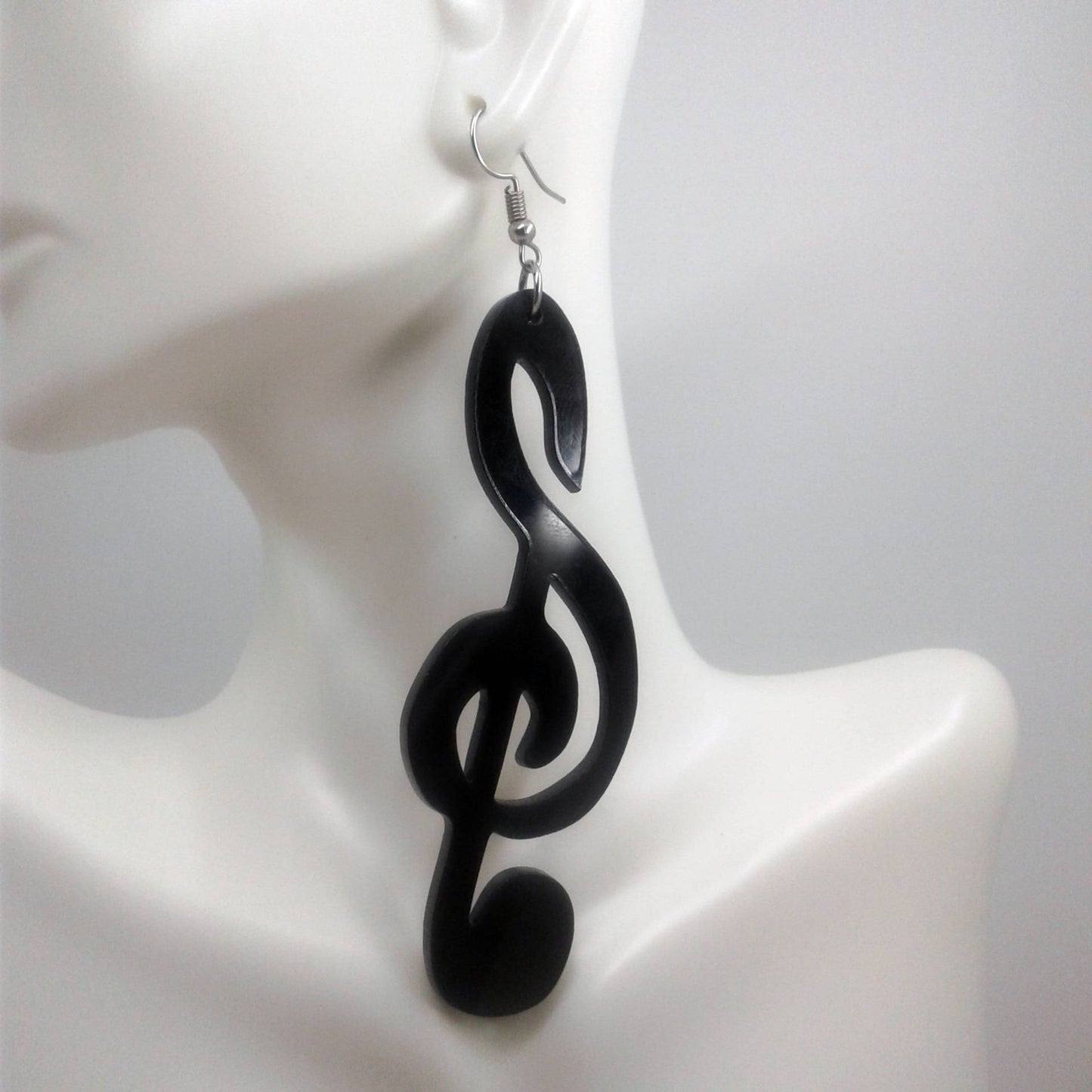 Black Music Note Earrings