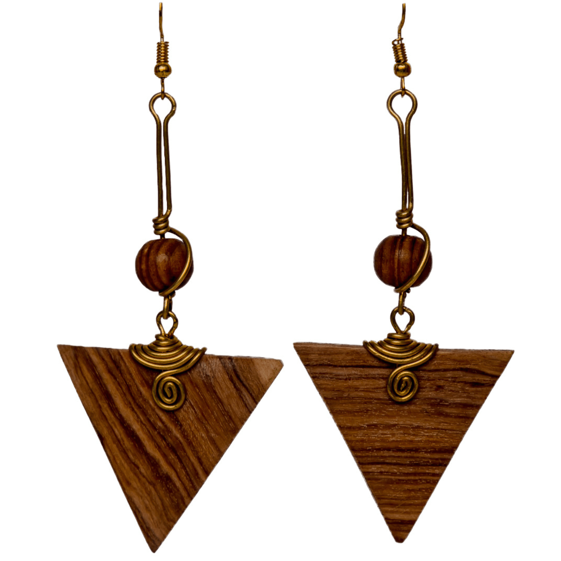 Long Wooden Triangle Earrings