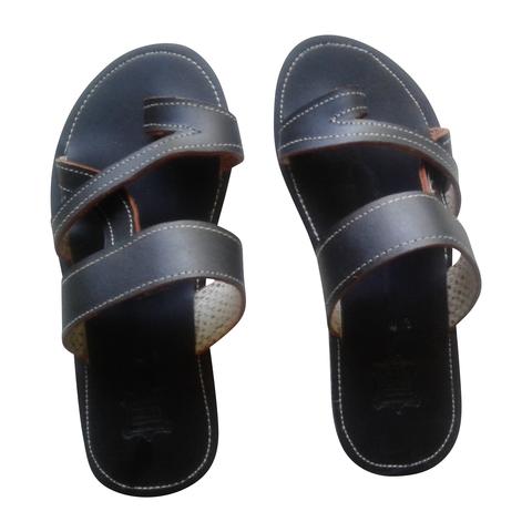 Men's Black Leather Sandals 