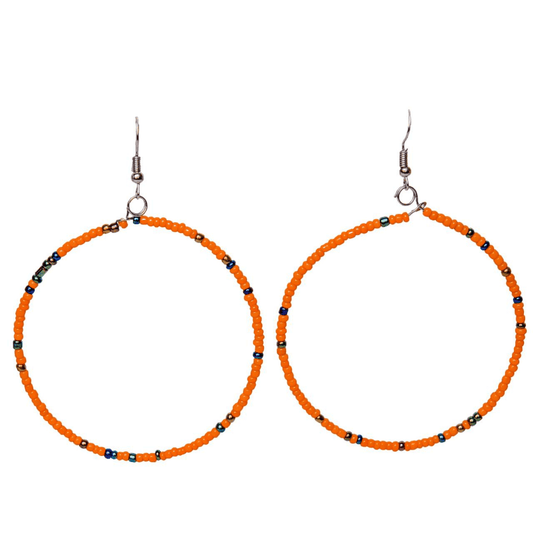 Orange beaded hoop earrings