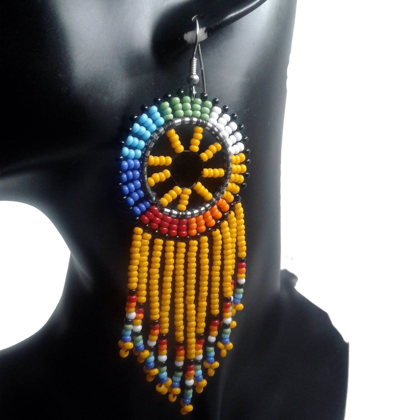 Long Beaded Tassel Earrings
