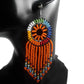 orange beaded tassel earrings