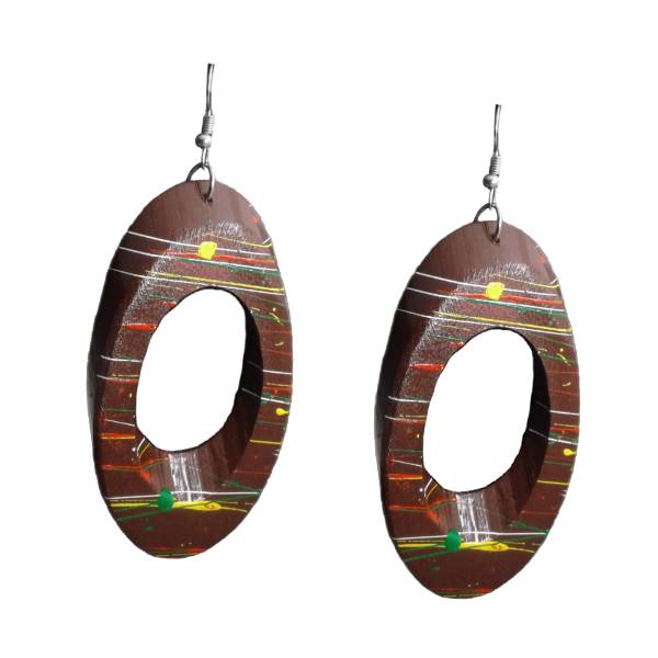 Long Hand Painted Oval Hoop Earrings