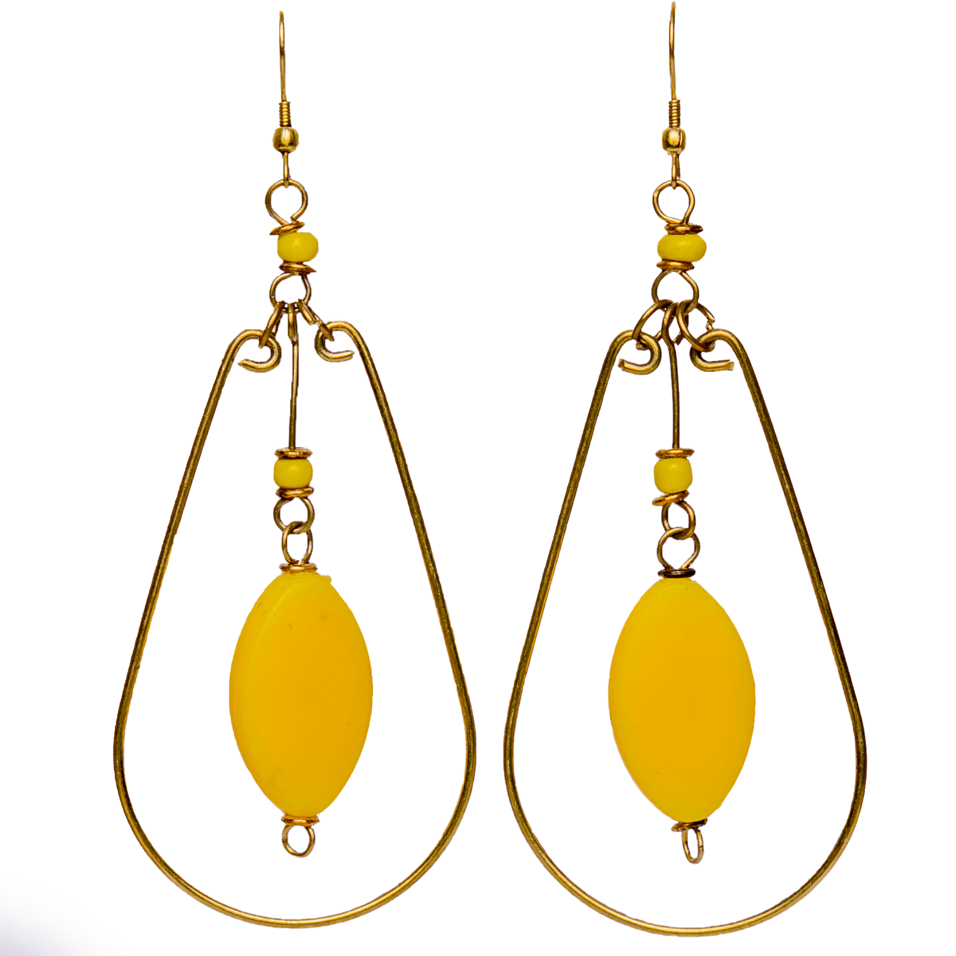 Yellow oval hoop earrings