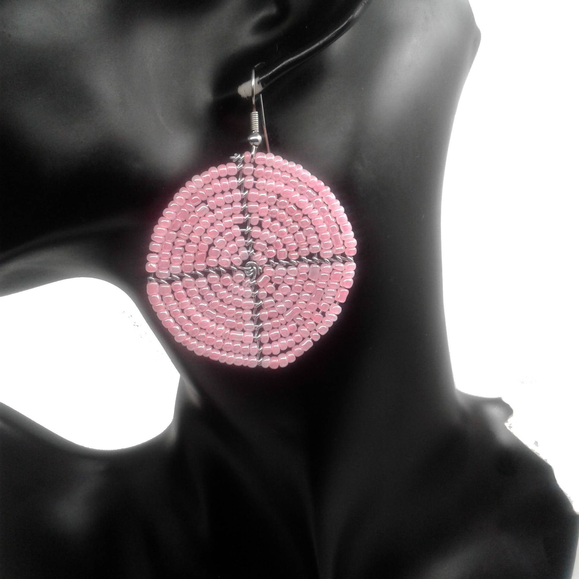 Pink Beaded Earrings