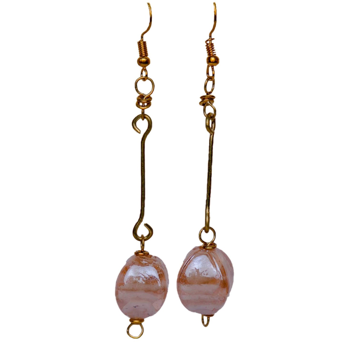 Pink drop ball earrings