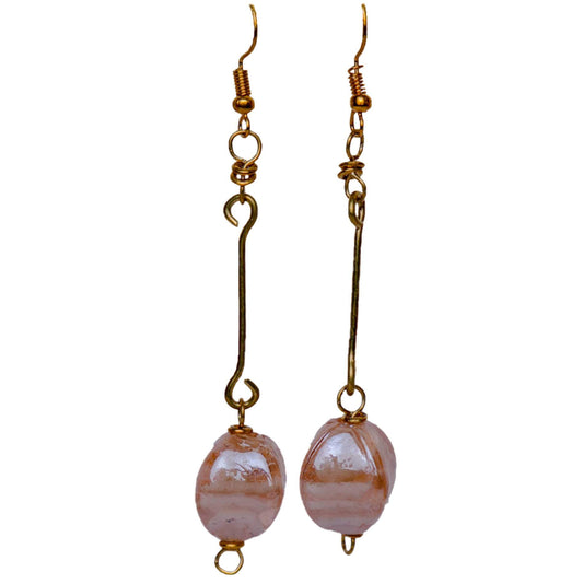 Pink drop ball earrings