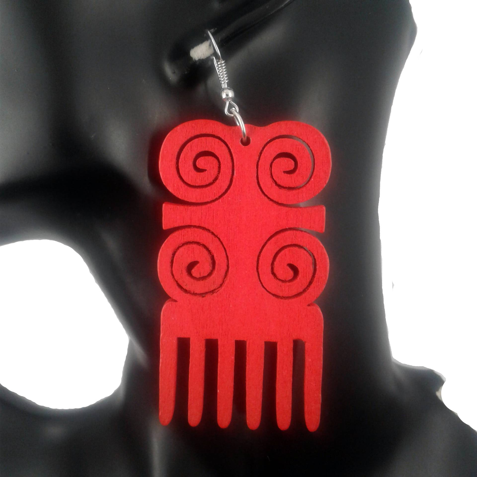 Red comb earrings