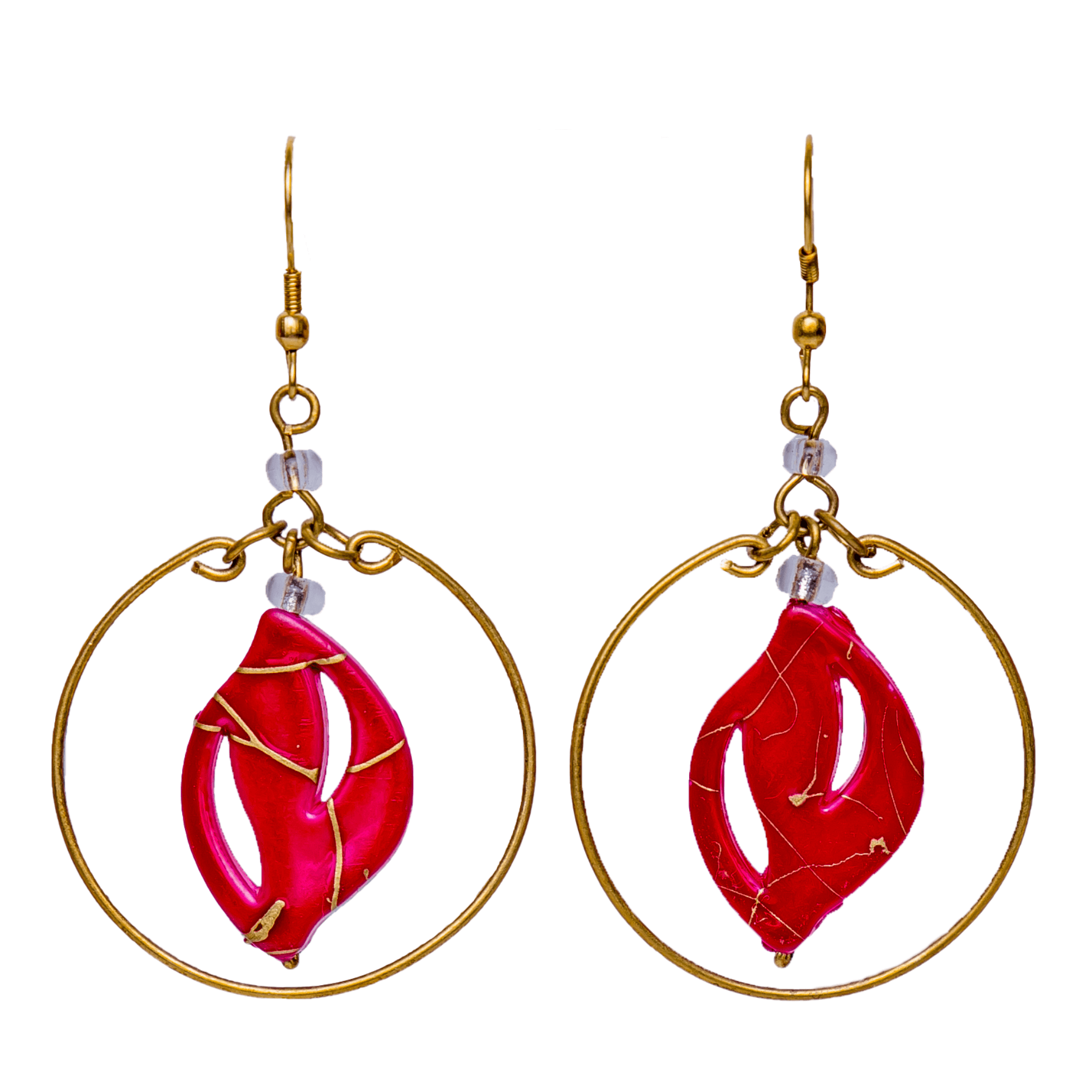 Small Mismatched Hoop Earrings | Playful Red Accents
