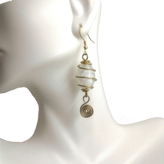 Small White Dangle Earrings