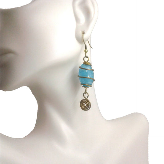 Small Blue Dangle Earrings