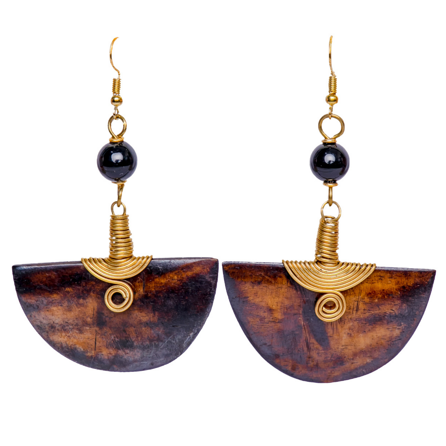 Camel Bone and Gold Plated Earrings
