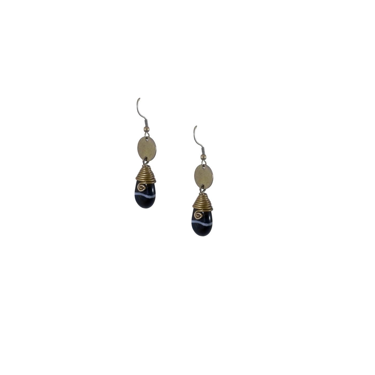 Black Stripped Small Earrings