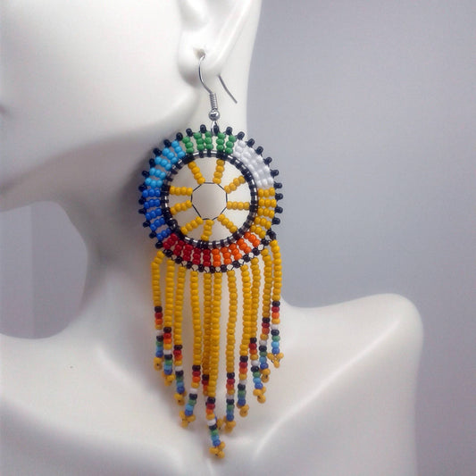 Long Beaded Tassel Earrings