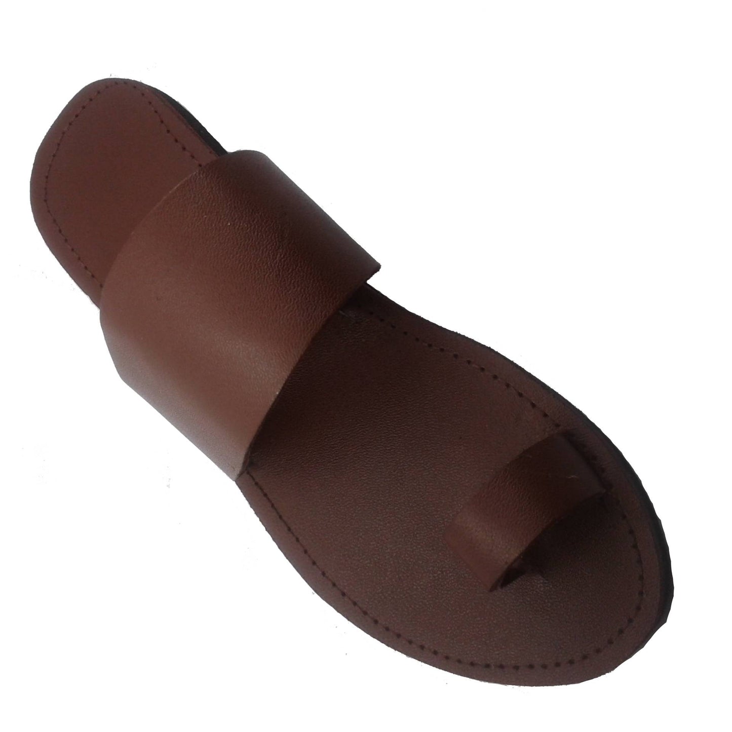 Brown Leather Toe Ring Sandals