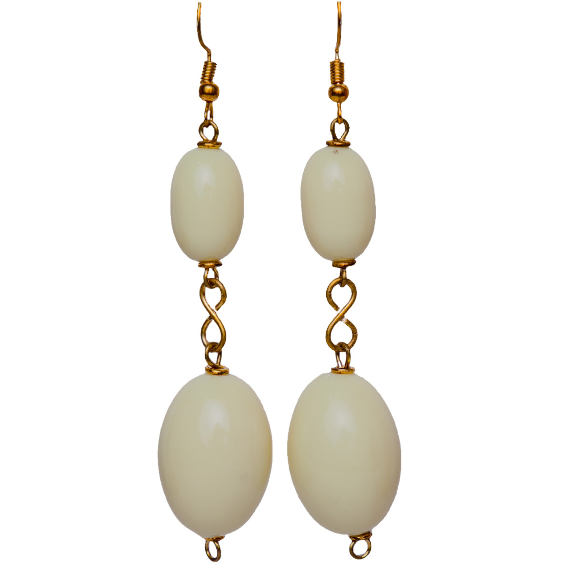 White Ball Drop Earrings