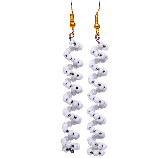 White Beaded Earrings