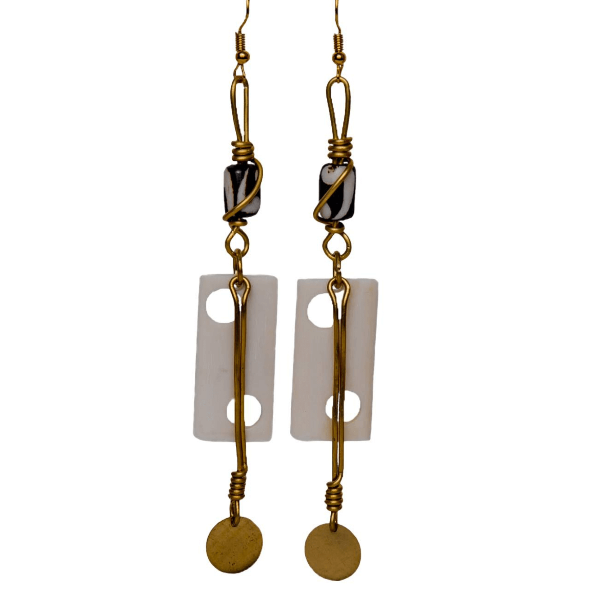 White Long Bar Earrings