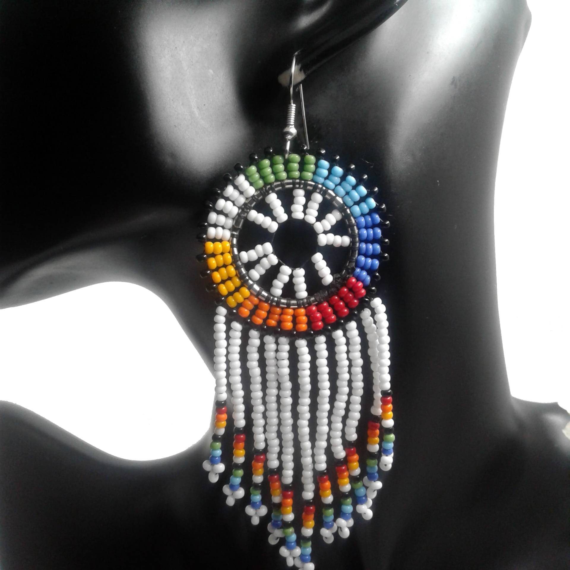 White bead earrings