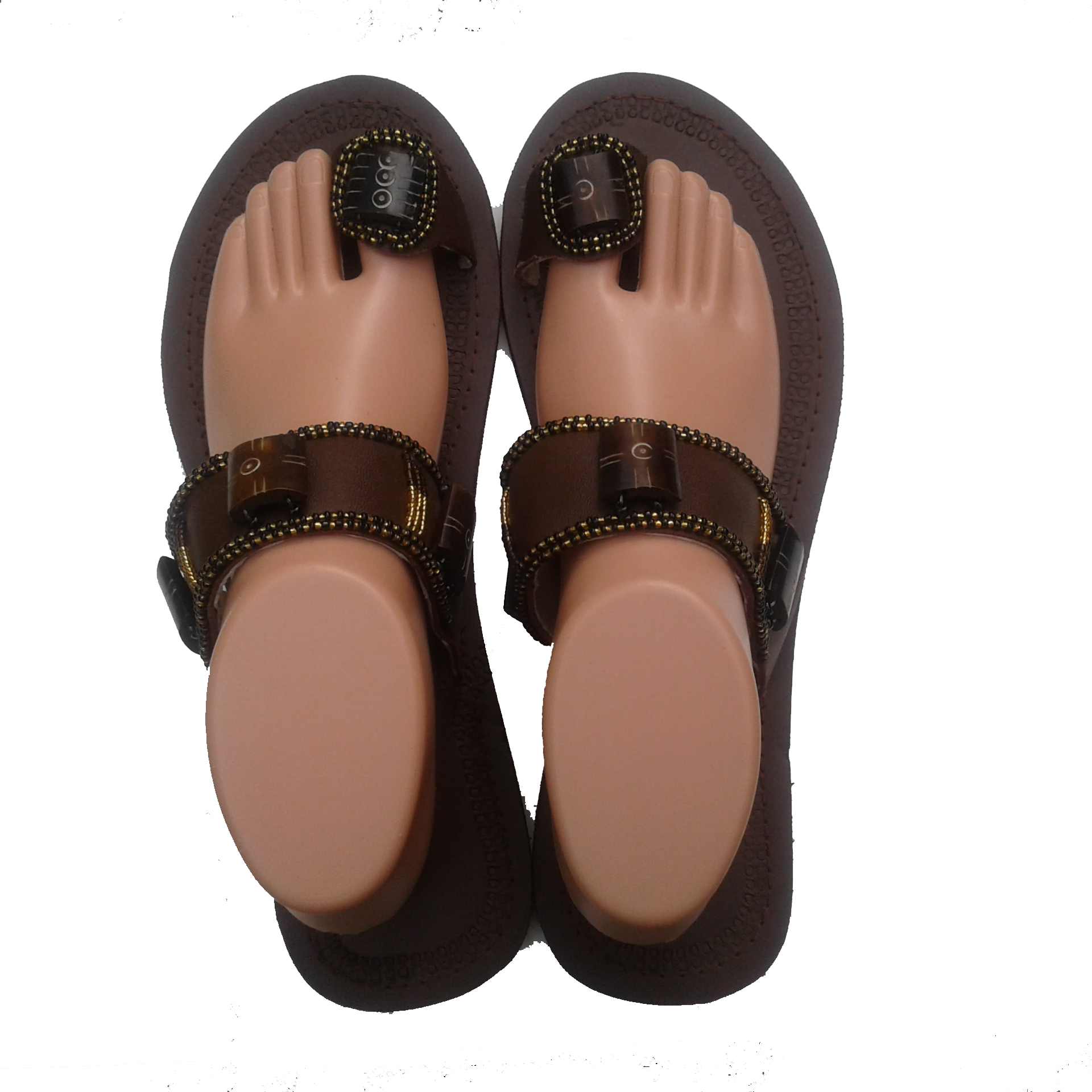 Brown women's ring sandals