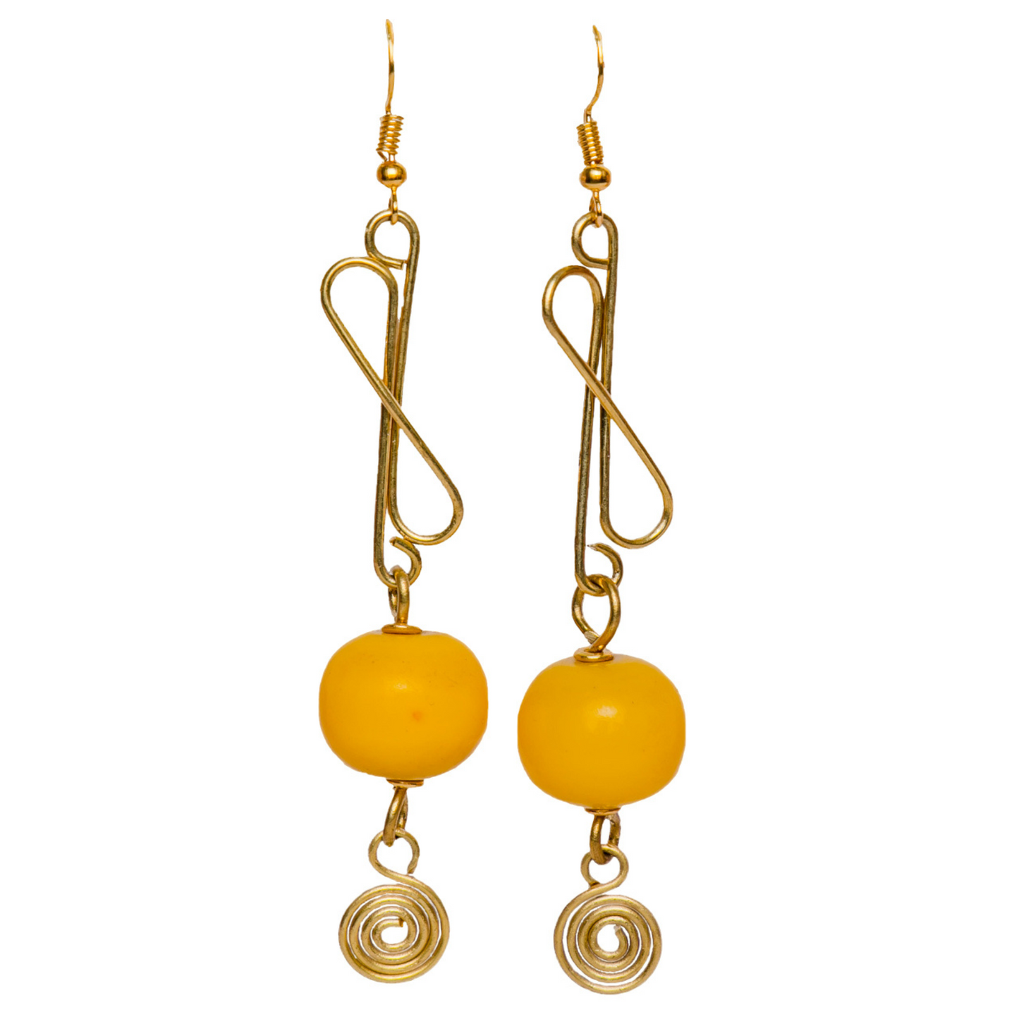 Yellow Ball Drop Earrings