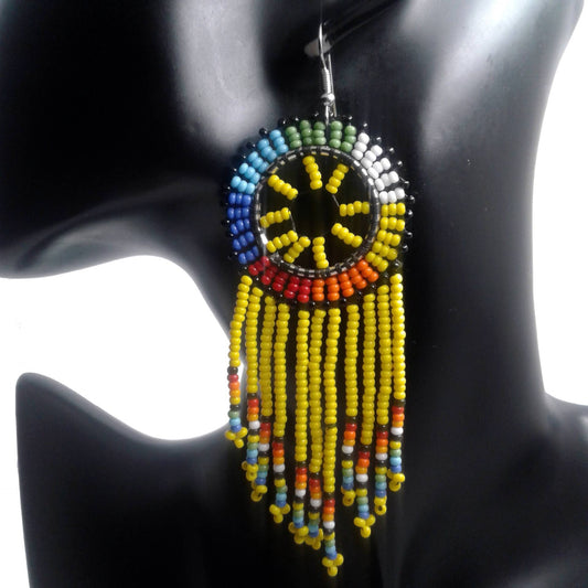 Long Beaded Tassel Earrings