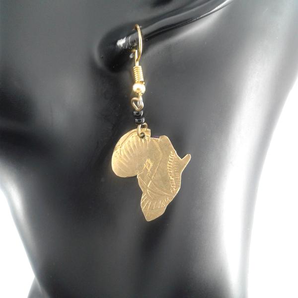 Gold Africa shaped earrings
