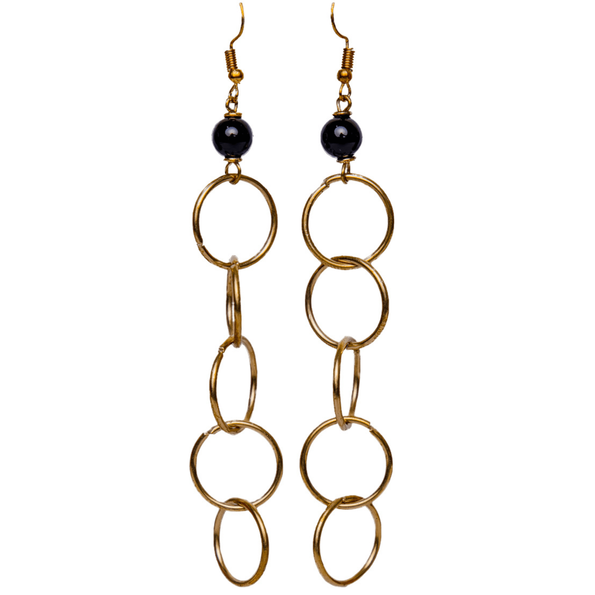 interlocking hoop earrings with black bead